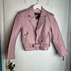 Jafrun motorcycle gear pink leather girls jacket moto